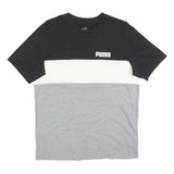 PUMA Mens Black & White & Grey Modern T-Shirt M Short Sleeve Crew Neck Logo