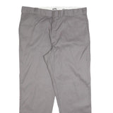 DICKIES Mens Cotton Blend Grey Regular Straight Trousers W42 L32 Workwear Zip