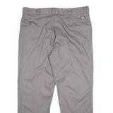 DICKIES Mens Cotton Blend Grey Regular Straight Trousers W42 L32 Workwear Zip