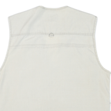 Mens Cream Cotton Blend Outdoor Waistcoat L Sleeveless Zip Pockets Relaxed Fit