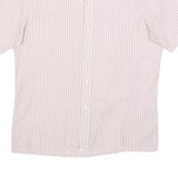 KER Mens Pink & White Striped Short Sleeve Shirt L Cotton Blend Casual Summer