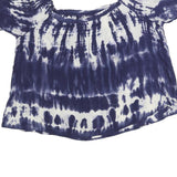 MONSOON Womens Blue & White Printed Bardot Top Short Sleeve Round Neck L