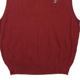 TOMMY HILFIGER Mens Red Patterned Jumper V-Neck Cable Knit M Cotton Blend