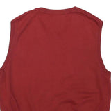 TOMMY HILFIGER Mens Red Patterned Jumper V-Neck Cable Knit M Cotton Blend