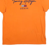 TOMMY HILFIGER Mens Orange Graphic T-Shirt M Short Sleeve Crew Neck Cotton Blend