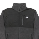 NEW BALANCE Mens Black & Dark Grey Athletic Zip Jacket M Polyester Blend