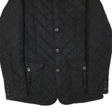 BARBOUR Mens Black Quilted Button Jacket L Polyester Blend Classic Outerwear