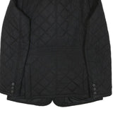 BARBOUR Mens Black Quilted Button Jacket L Polyester Blend Classic Outerwear