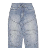 HT Mens Relaxed Blue Denim Light Wash Jeans W28 L30 Zip Closure Casual Workwear