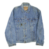 LEVI'S Mens Blue Cotton Blend Denim Jacket L Button Closure Classic Fit