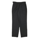 CHADWICKS Womens Wool Black Relaxed Straight Trousers W27 L28 Classic Formal