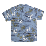 Mens Blue Hawaiian Style Cotton Blend Shirt S Tropical Palm Print Casual Summer