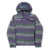 BILLABONG Mens Purple & Blue Check Jacket XS Polyester Blend Zip Hooded