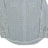 WRANGLER Mens Green & Blue Check Shirt L Western Casual Buttoned Long Sleeve