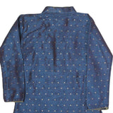 VASTRAMAY Womens Blue Printed Top Long Sleeve Button Neck L Elegant