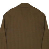 Mens Brown Wool Blend Button Jacket L Knit Panelled Plain Long Sleeve Casual