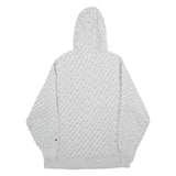 CHAMPION REVERSE WEAVE Mens Grey All Over Logo Print Pullover Hoodie XL