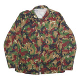 Mens Green Brown Camouflage Zip Jacket M Cotton Blend Military Style Outdoor