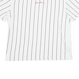 KARL KANI Mens White & Black Striped Graphic T-Shirt S Short Sleeve Crew Neck