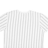 KARL KANI Mens White & Black Striped Graphic T-Shirt S Short Sleeve Crew Neck