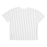KARL KANI Mens White & Black Striped Graphic T-Shirt S Short Sleeve Crew Neck