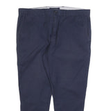 TOMMY HILFIGER Mens Cotton Blend Navy Slim Straight Trousers W36 L26 Casual