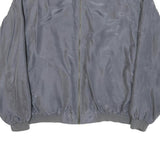 Mens Grey Plain Zip Bomber Jacket M Polyester Blend Classic Fit Casual Outerwear