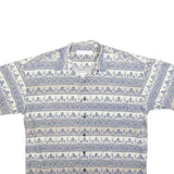 HENRY GRETHEL Mens Cream & Blue Pattern Button Shirt M Lightweight Cotton