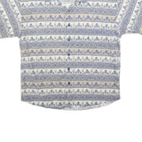 HENRY GRETHEL Mens Cream & Blue Pattern Button Shirt M Lightweight Cotton