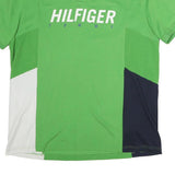 TOMMY HILFIGER Mens Green & Navy Short Sleeve Colourblock 2XL Polo Shirt Cotton