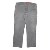 DICKIES Mens Cotton Blend Grey Regular Straight Trousers W38 L32 Workwear Zip