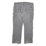 DICKIES Mens Cotton Blend Grey Regular Straight Trousers W38 L32 Workwear Zip