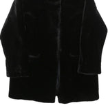 QUEENSWAY Womens Black Fur Effect Button Jacket L Polyester Blend Plush Soft