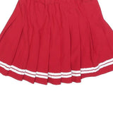 Womens Red White Stripe Pleated Mini Skirt Polyester Blend XS Cheerleader Style