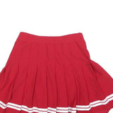 Womens Red White Stripe Pleated Mini Skirt Polyester Blend XS Cheerleader Style