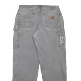 CARHARTT Mens Grey Cotton Blend Relaxed Workwear Trousers W31 L30 Durable Zip