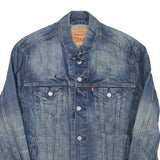 LEVI'S Mens Blue Denim Jacket M Cotton Blend Button Closure Classic Fit Plain