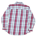 DEKOTA Mens Maroon Blue Check Shirt L Cotton Blend Flannel Casual