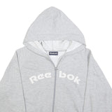 REEBOK Womens Grey Zip Up Hoodie UK 12 Cotton Blend Casual Sweatshirt