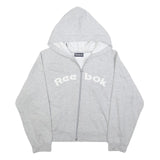 REEBOK Womens Grey Zip Up Hoodie UK 12 Cotton Blend Casual Sweatshirt