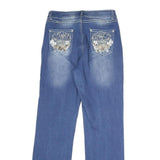 Y&F Womens Regular Fit Blue Denim Jeans Cotton Blend W30 L32 Embroidered Pockets