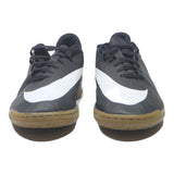 NIKE Tiempo Mens Lace-Up Trainers Black White Leather UK 10 Indoor Sports