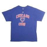MAJESTIC Mens Blue Chicago Cubs Graphic T-Shirt L Short Sleeve Crew Neck Sports