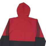 ADIDAS Mens Red & Black Zip Up Hooded Polyester Blend Jacket M Sportswear