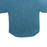 TIMBER TRAIL Mens Blue Shirt L Short Sleeve Cotton Casual Pocket Button