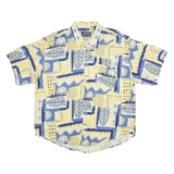 LAURENT DOBERNAIS Mens Yellow & Blue Abstract Print Shirt 2XL Viscose Comfort