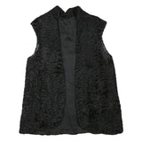 Womens Black Faux Fur Sleeveless Jacket M Polyester Blend Plush Warm Soft