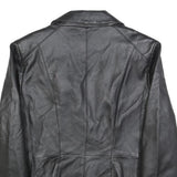 EAST5TH Womens Black Leather Button Jacket L Smooth Classic