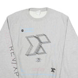 CHAMPION Mens Grey Crew Neck M REVXP Graphic Sweatshirt Cotton Blend Pullover