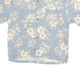 HALFMOON BAY Mens Blue Floral Cotton Blend Shirt L Casual Hawaiian Style Summer